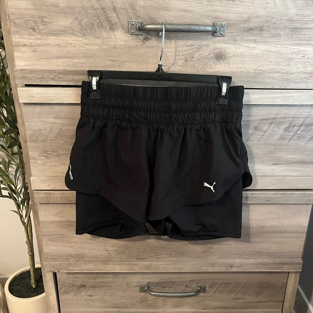 Puma Black Athletic Shorts with Compression Liner